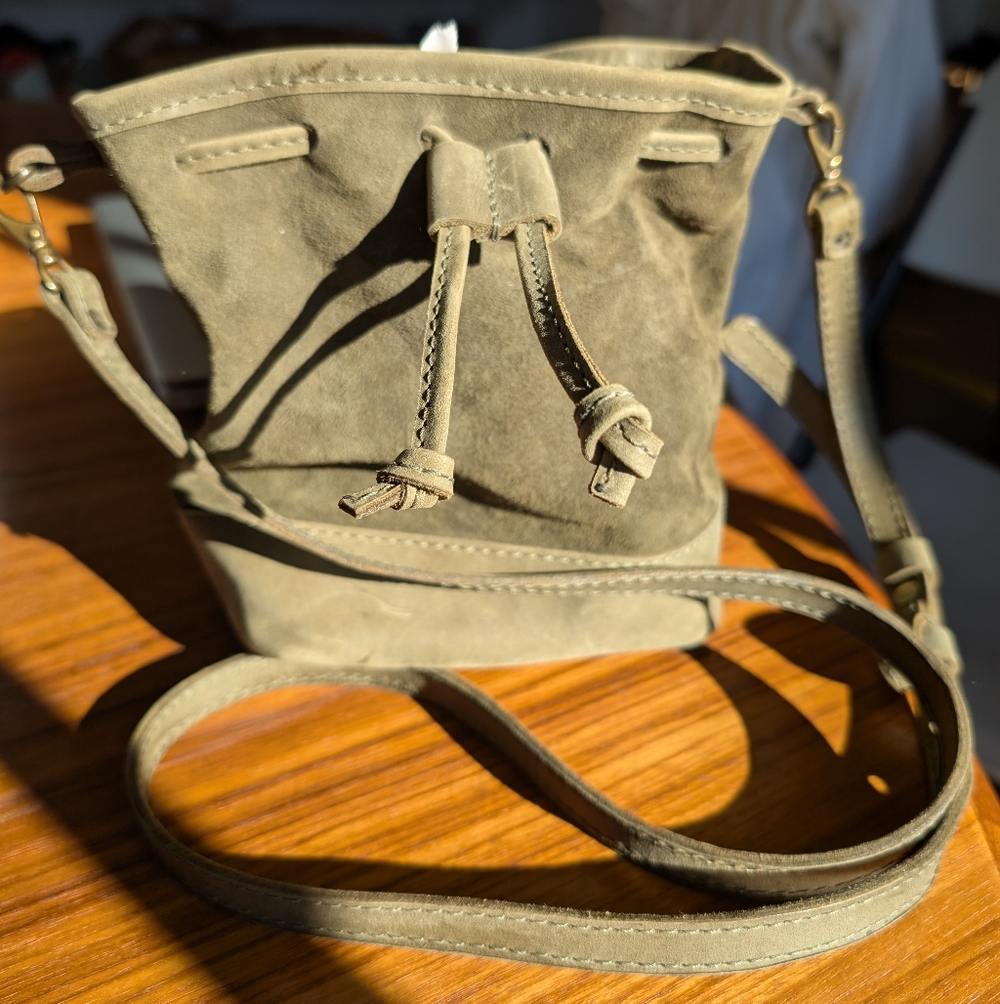Parker Clay Topa Mini Bucket Bag - Olive Leather & Suede